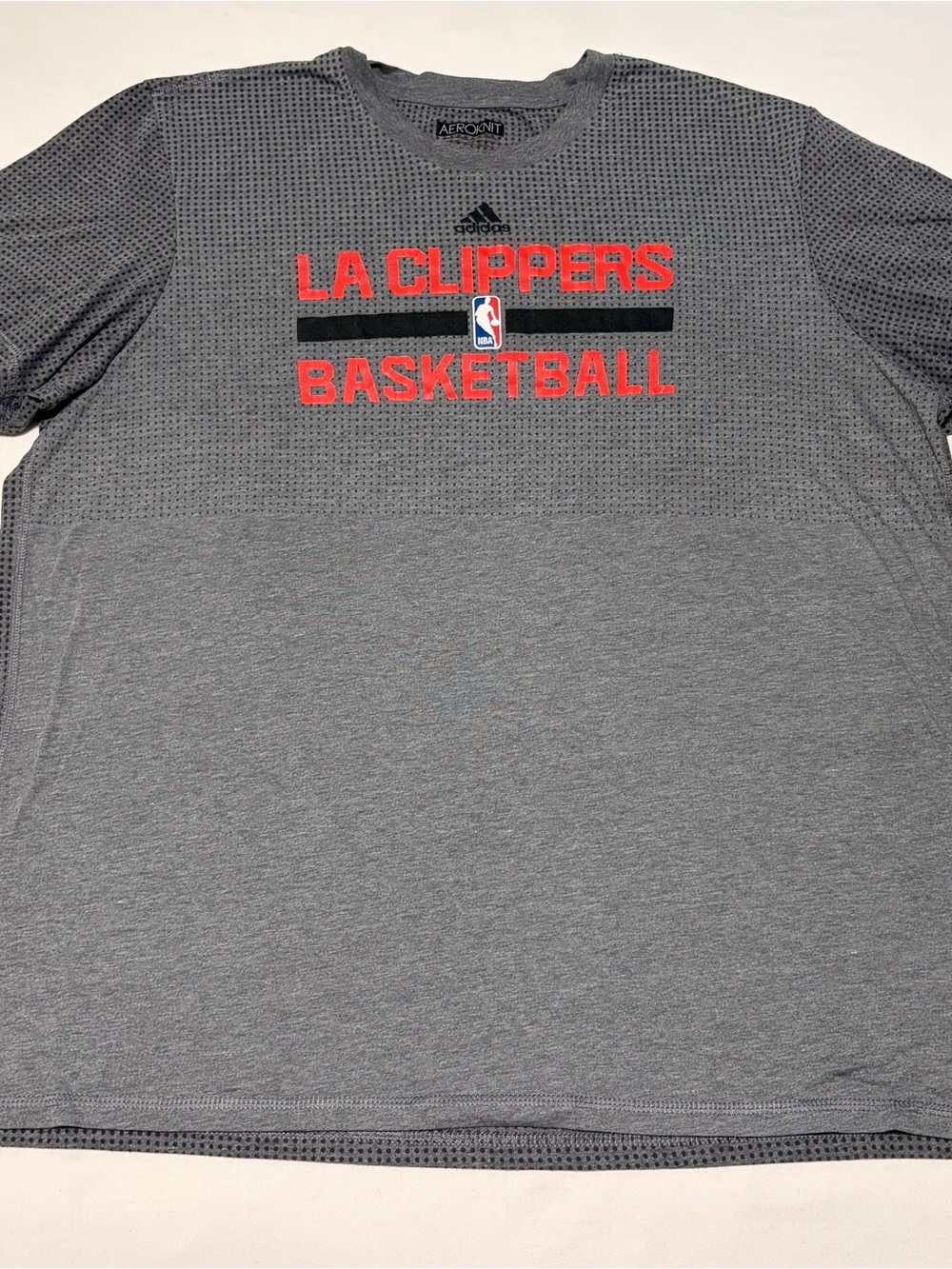 adidas Grey LA Clippers Basketball Tee with Red Logo Aeroknit XXL